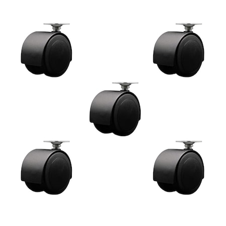 Service Caster 2-3/8'' Floor Safe Black Hooded Twin Wheel Caster Top Plate, 5PK SCC-TP02S60D-NYU-FB-5